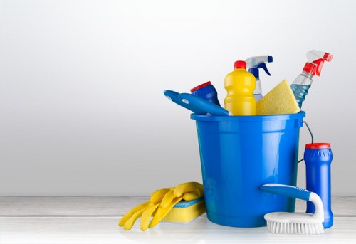 Cleaner working in a typical Maidavale flat with practical access considerations