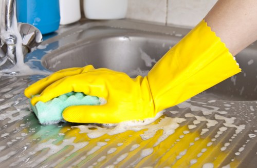 After builders cleaning service preparing a refurbished property in Maidavale